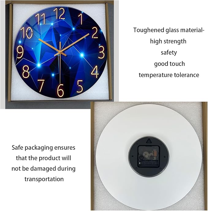 Blue Wall Clock for Living Room Decor Kitchen Wall Clocks Battery Operated 12 - Image 8