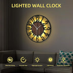 LEIKE Large Wall Clock 20'' Lighted Rustic Wood Clock - Image 4