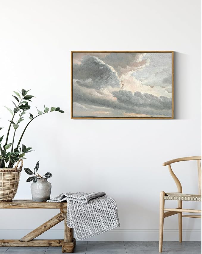 InSimSea Framed Canvas Wall Art Vintage Decor, Nature Wall Decor, Large Sky - Image 2