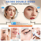 Auxmir 1X/30X Wall Mounted Makeup Mirror, Double-Sided Magnifying Mirror - Image 2
