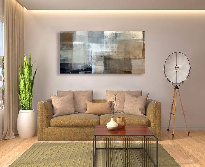 Baisuart Canvas Prints Abstract Wall Art Print Paintings Grey and Brown - Image 7