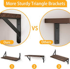 YGEOMER Floating Shelves for Wall, Different Sizes Dark Carbonized Brown Wall - Image 4