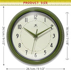 Infinity Instruments Retro Round Metal Wall Clock, Olive Green 9.5" - Image 7