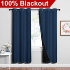 NICETOWN Moroccan Blue Full Shade Curtain Panels, Pair of Energy Smart & Noise - Image 2