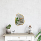 Asymmetrical Accent Mirror for Wall Irregular Oval Wood Frame Modern Unique - Image 4