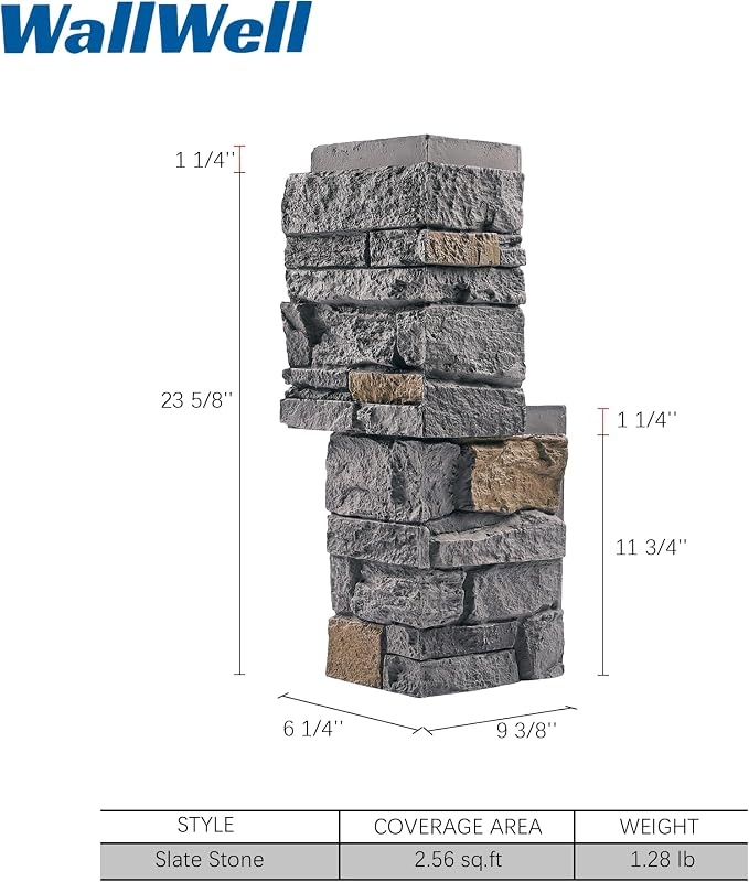 Cedar Gray Faux Stone Outside Corner Panels 23.6" Combined Interlocking Height - Image 4