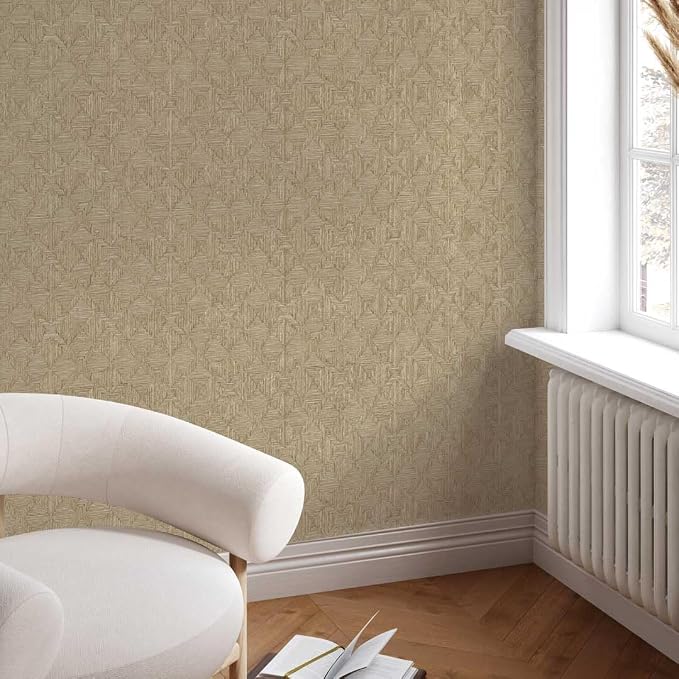 Tempaper x Jeremiah Brent Cream Textured Hoffmann Faux Sisal Removable Peel and - Image 2