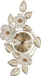 Touch of Class Aurora Ivory and Gold Floral Wall Art Clock by TouchofClass