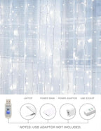 suddus White Curtain Lights for Bedroom Wall, 200 Led Twinkle Lights - Image 6