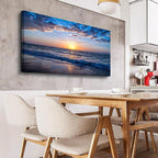Wapluam Beach Wall Art -Blue Sea Coastal Sunset Natural Scenery Picture -Print - Image 6