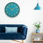 HZDHCLH Teal and Gold Wall Clocks Battery Operated 12 inch Silent Non Ticking - Image 2