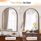 Bathroom Mirror for Wall, 38x26 Inch Arched Mirror, Matte Black Metal Framed - Image 3