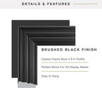 MCS 28x34 Large Wall Mirror, Brushed Black Frame & Beveled Detail Mirror - Image 6