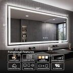Bathroom Mirrors for Wall, 88x38 Inch Gradient Front and Backlight Big Lighted - Image 2