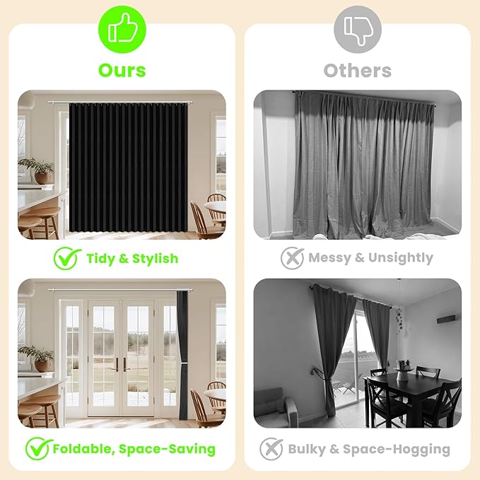 AJAZZ Blackout Accordion Door Curtain 98"x106" Black - Image 2
