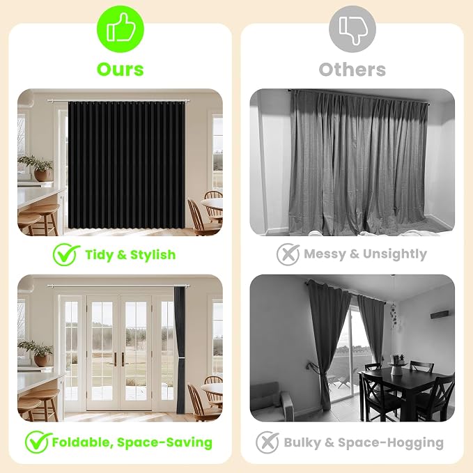 AJAZZ Blackout Accordion Door Curtain 98"x84" Black - Image 2
