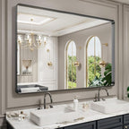 LOAAO 60X40 Inch Black Metal Framed Bathroom Mirror by LOAAO