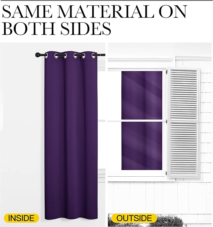 NICETOWN Purple Blackout Curtains 86 inches Long, Niose Reducing and Thermal - Image 6