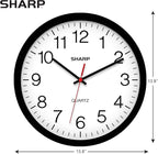 Sharp Wall Clock – Black, Silent Non Ticking 14 Inch Quality Quartz Battery - Image 3