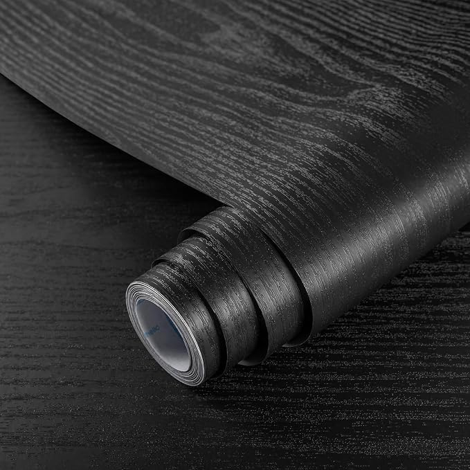 practicalWs Black Wood Contact Paper 23.6'' x 236.2'' Peel and Stick Wood by practicalWs