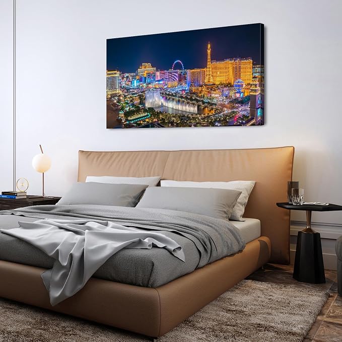 AIYISU Las Vegas Wall Art Skyline Cityscape Picture Wall Decor City Lconic - Image 2