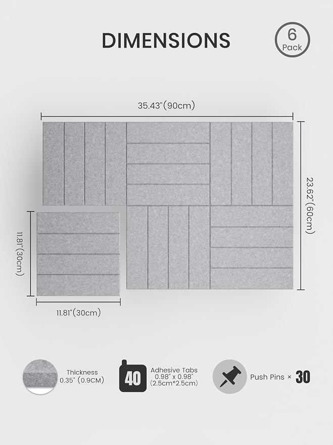 Bumusty Large Cork Board Alternative-36 x 24" Felt Bulletin Board Tiles - Image 2
