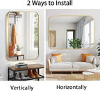 20x28 Inch Gold Bathroom Mirror, Brushed Brass Gold Metal Framed Rectangular - Image 6