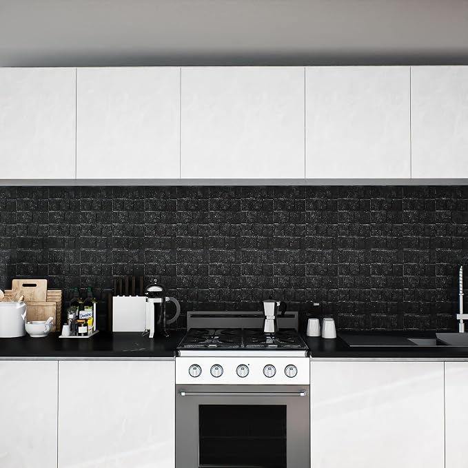 40 PCS 3D Wall Panels Peel and Stick Faux Foam 11.8"*11.8" Black Brick Wallpaper - Image 8