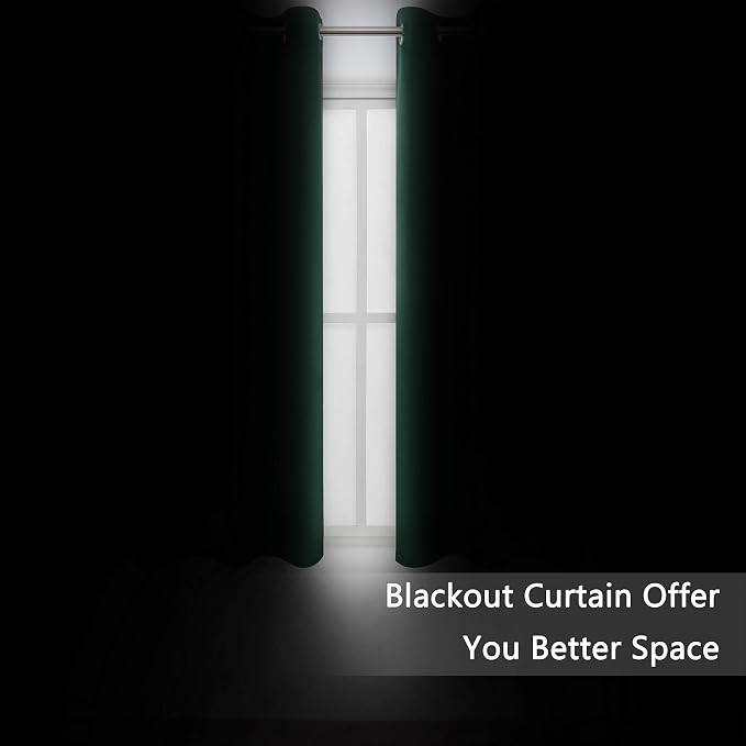 LEMOMO Green Blackout Curtains 34 x 63 Inch Length/Set of 2 Curtain - Image 3