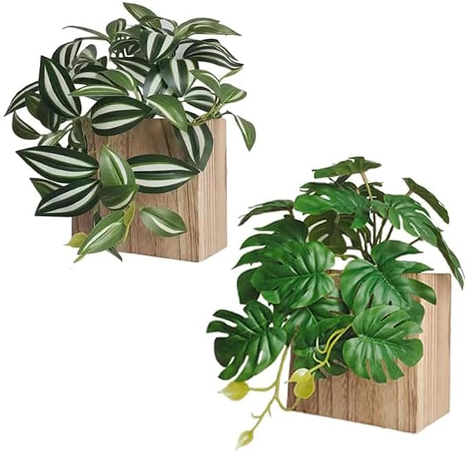 Wood Wall Planter Vase with Artificial Plants Wall Decor, Small Wall Hanging - Image 7
