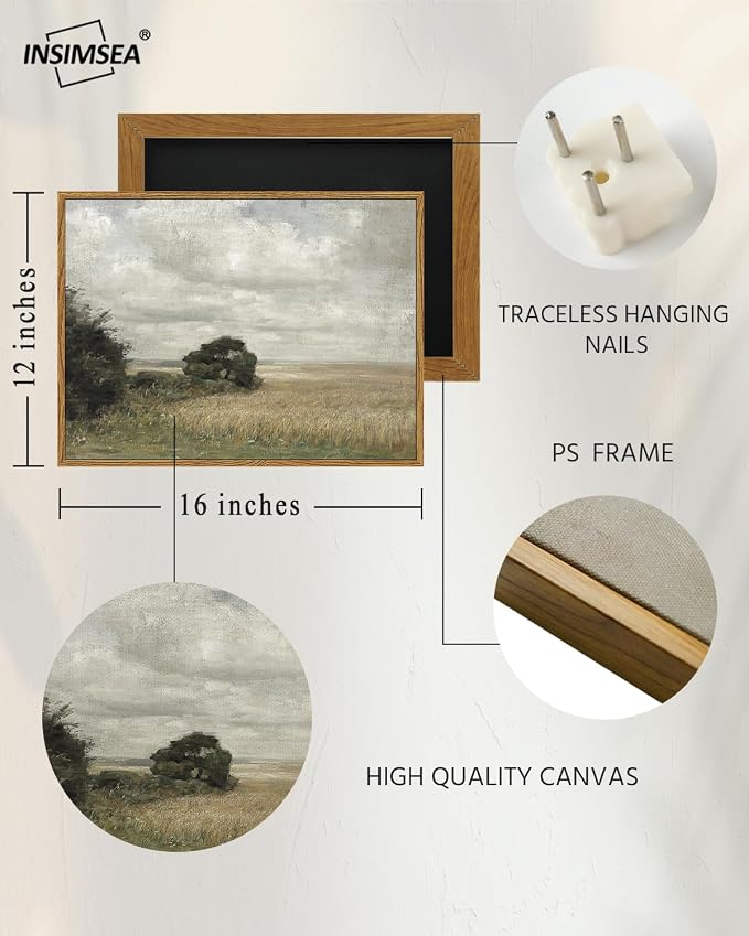 InSimSea Framed Canvas Wall Art Vintage Decor, Landscape Wall Art Prints - Image 4