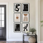Framed Boho Black and White Brown Modern Abstract Wall Art - Image 3