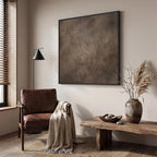 Framed Neutral Abstract Wall Art, Modern Brown Canvas Prints Artwork - Image 2
