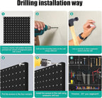 Peg Board, 6 Pack 12"x12" Black Metal Pegboard Panels Pegboards Wall Organizer - Image 5