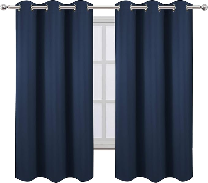 LEMOMO Navy Blue Thermal Blackout Curtains/38 x 63 Inch/Set of 2 Panels Room - Image 2