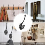 Heavy-Duty Metal Coat Hooks for Wall, Double Robe Hooks for Coat - Image 2