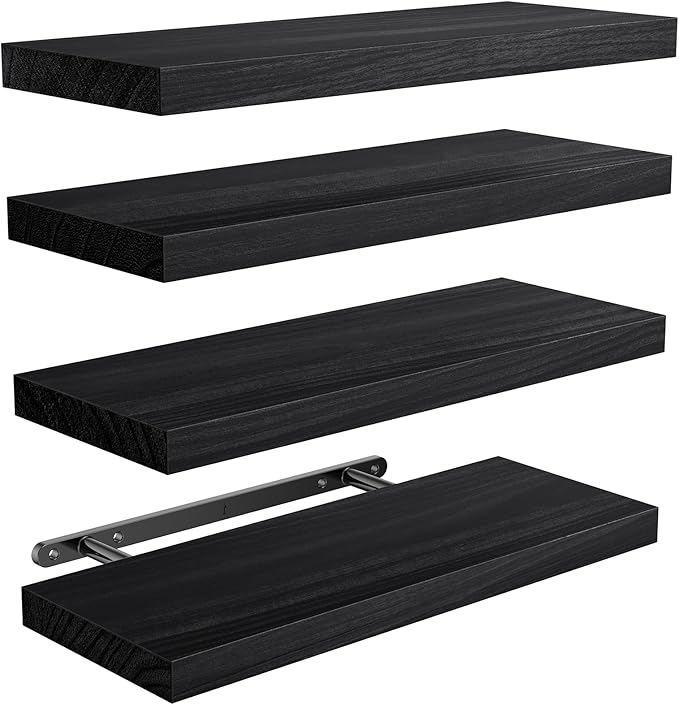 AMADA HOMEFURNISHING Floating Shelves, Paulownia Wood Wall Shelves by AMADAHOMEFURNISHING