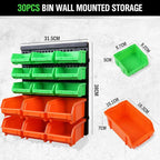 SWANLAKE GARDEN TOOLS 30-Bin Wall-Mounted Storage Bins, Heavy-Duty Garage Tool - Image 2