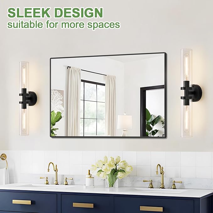 Wall Sconces Set of Two, Hardwired Matte Black Bathroom Sconces Wall Lighting - Image 6