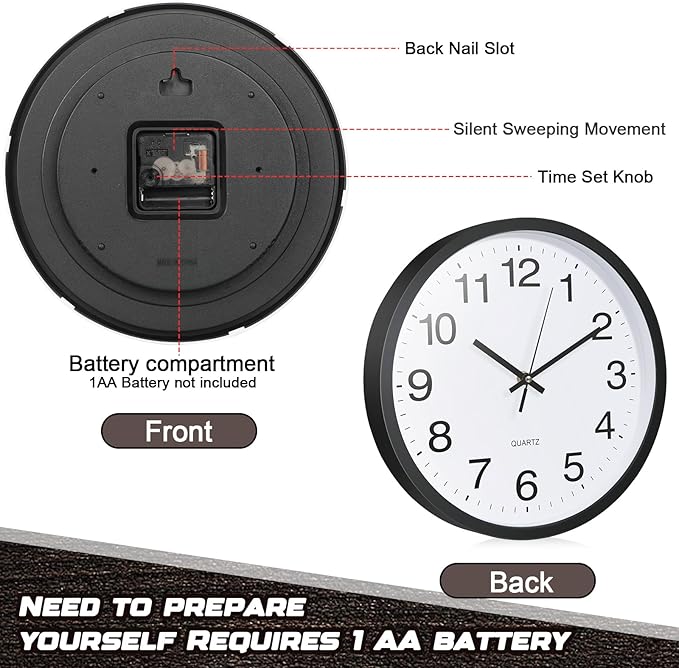 Inbagi 8 Pcs Wall Clock Bulk Large Silent Battery Operated Classroom Clocks - Image 4