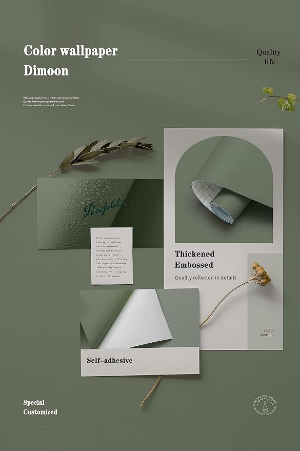 Dimoon 78.7"x15.7" Leaf Green Peel and Stick Wallpaper Green Leaf Thicken - Image 4