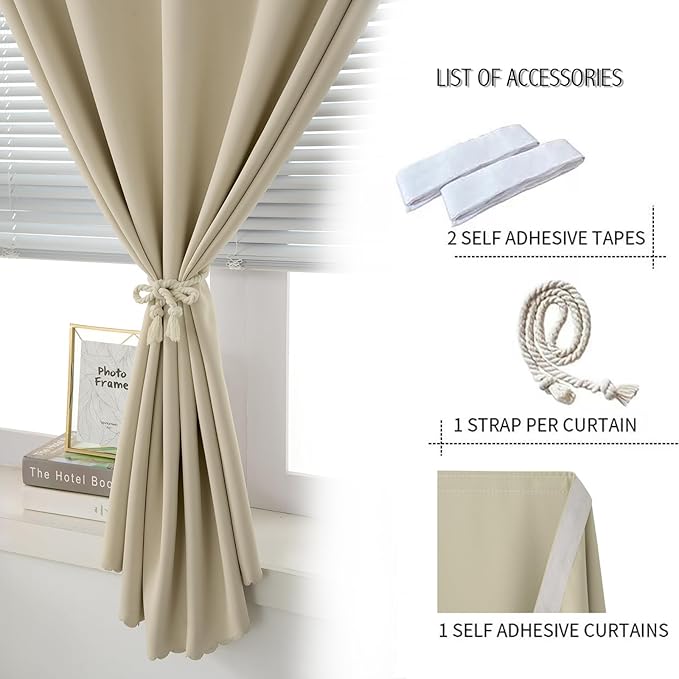 Portable Light Blocking Curtains Self-Stick Design, Removable Adhesive Window - Image 6