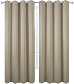 LEMOMO Blackout Curtains 52 x 84 Inch Long Beige Curtains Set of 2 Panels Room - Image 2