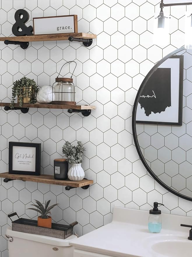 Kitchen Peel and Stick Wallpaper White Wallpaper Modern Contact Paper - Image 4