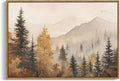 OIQArtOIQ Vintage Framed Wall Art Autumn Mountain Landscape Canvas Art Prints by OIQArtOIQ