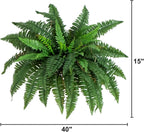 Nearly Natural 40in Hanging Artificial Boston Fern Plant Set of 2 - Image 9