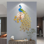 Large Peacock Wall Clock for Living Room Decor, Mid Century Decorative Big Wall - Image 4