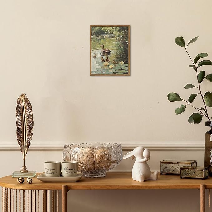 Framed Vintage Duck Canvas Wall Art, Rustic Farmhouse Animal Family Pictures - Image 9