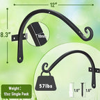 FEED GARDEN 2 Pack 12 Inch Hanging Plant Bracket Wall Hooks Decorative Plant - Image 2