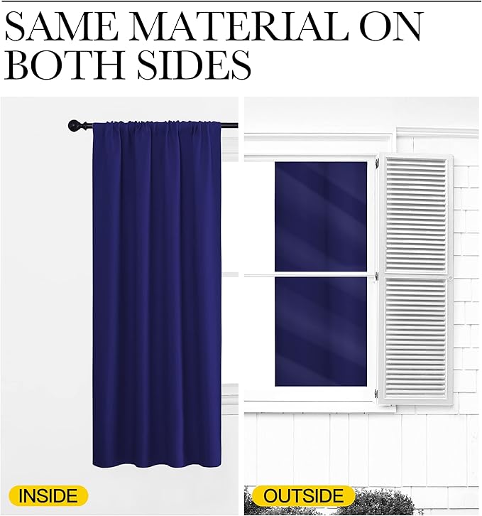 NICETOWN Bedroom Curtains Blackout Draperies, 1 Pair, 34-inch W x 63-inch L - Image 5